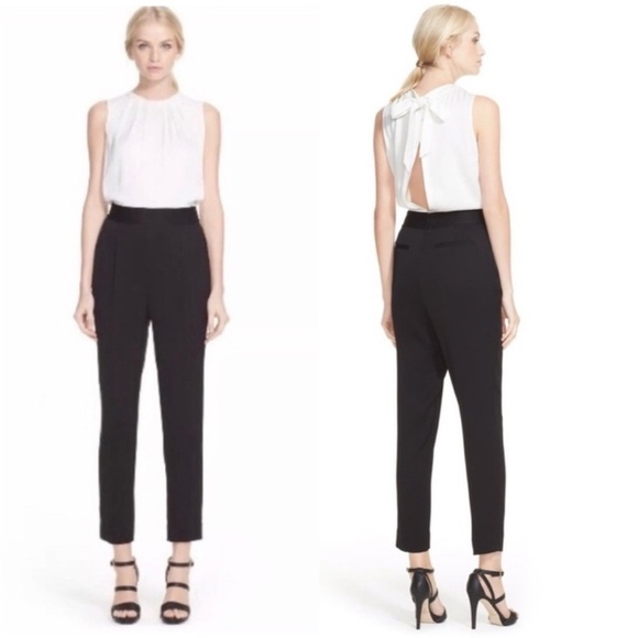 NWT Kate Spade Jumpsuit Colorblock Back Tie in Black White - Picture 2 of 10